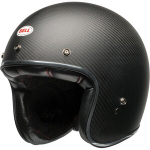 Casque jet Bell CUSTOM 500 en carbone avec intérieur matelassé et boucle double-D