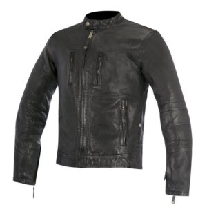 Blouson cuir Alpinestars BRASS noir, collection Oscar au style vintage des années 70