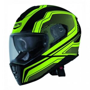 Casque intégral Caberg XTRACE noir mat et jaune fluo, avec pare-soleil rétractable
