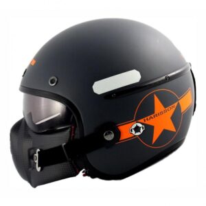 Casque jet Harisson Corsair Star gris et orange mat en taille S