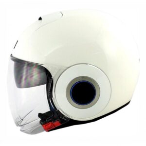 Casque jet Shark Nano blanc avec pare-soleil interne et écran antibuée