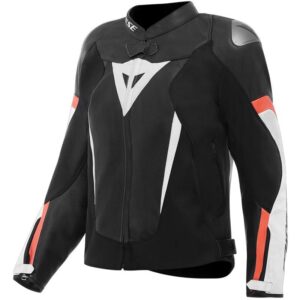 Blouson cuir Dainese Avro 6 Wmn noir blanc et rouge pour motarde