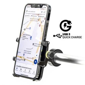 Support smartphone BLH en aluminium avec chargeur USB et fixation de guidon