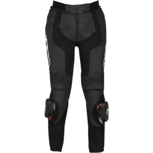 Pantalon Furygan Bud Lady en cuir noir avec protections D3O aux genoux et hanches