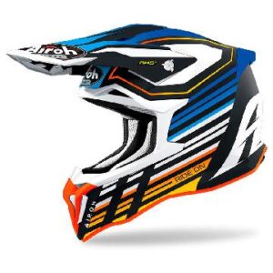 Casque cross AIROH STRIKER SHADED noir, bleu et rouge avec intérieur démontable